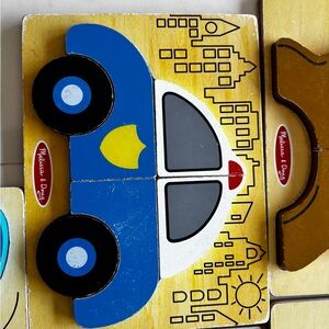 Melissa & Doug Blue and Gray Wooden Puzzle Car